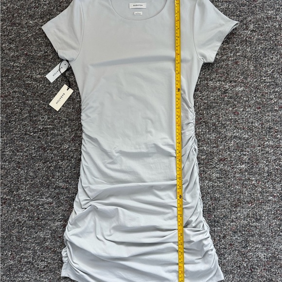 Aritzia Babaton Gray Ruched Contour Mini Dress Large NWT Acubi Sexy Minimalist - Picture 2 of 10